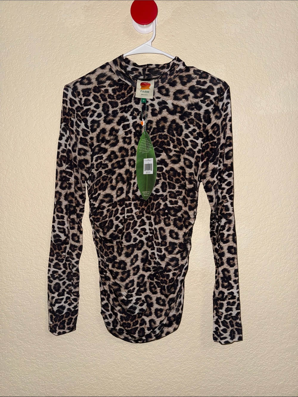 FARM Rio Leopard-Print Long Sleeve Top in Brown & Black